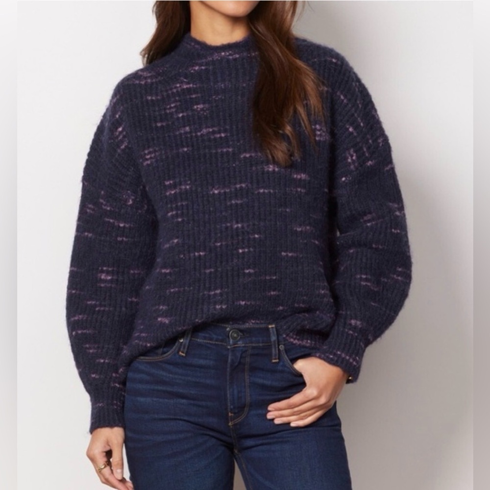 Varley Albion Knit Pullover Sweater Navy & Lilac Size S | Modern Essential
